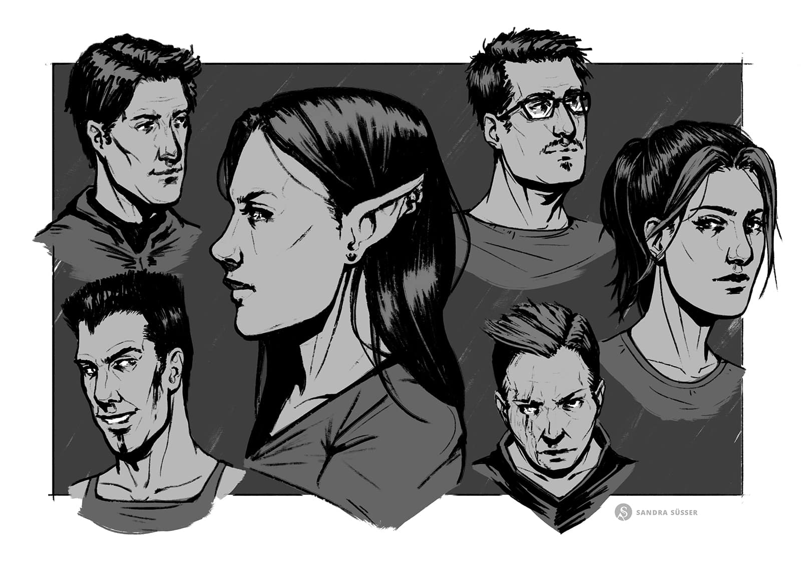 portraits_sandrasuesser_v6 Comic Porträt Zeichnungen