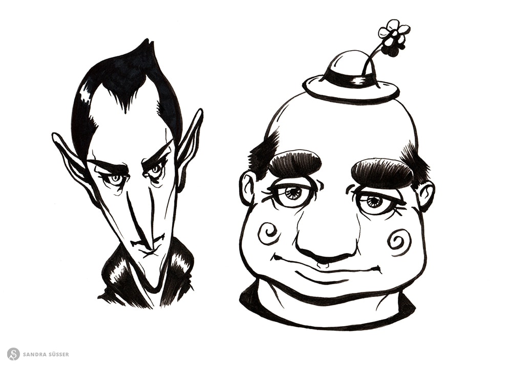 cartoonyportraitzeichnung_zeichnenlernenmitdersmethode_sandrasuesser_v1 Porträt Zeichnungen