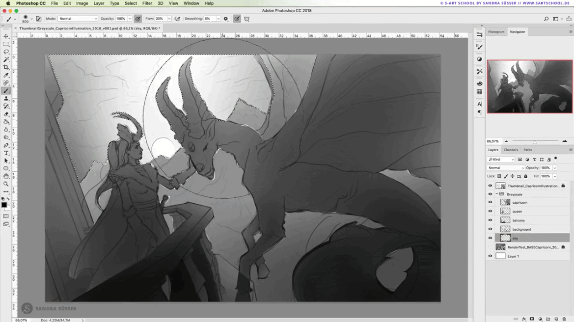 Graustufen Thumbnail Schritt zu Steinbock Illustration Graustufen Thumbnail Schritt zu Steinbock Illustration